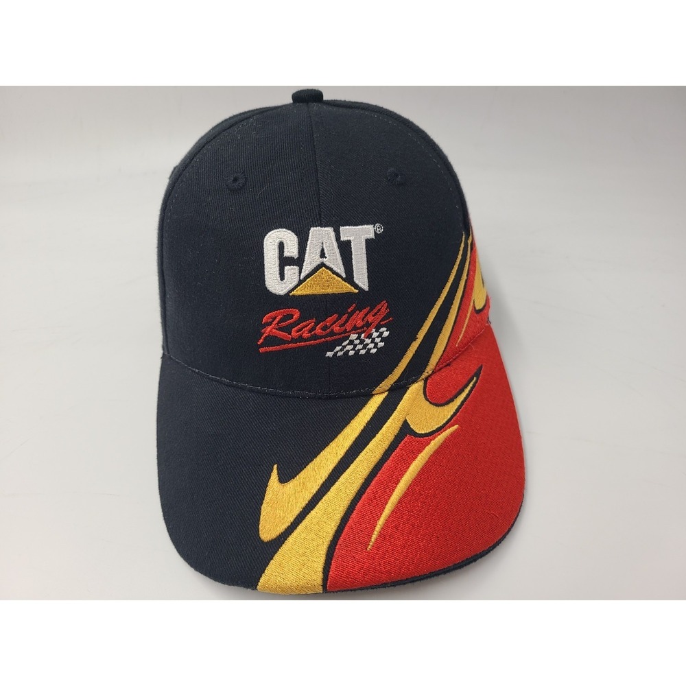 Vintage Caterpillar CAT Racing Adjustable (Fits Small) Hat Cap NASCAR Black Red